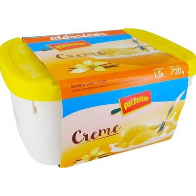 Sorvete Paletitas Creme 1,5l