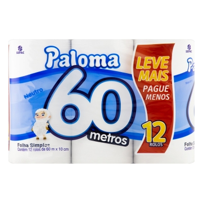 Papel Higiênico Paloma Neutro 60m C/12