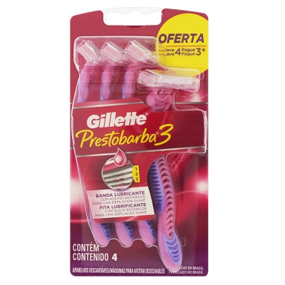 Aparelho de Barbear Gillette Prestobarba 3 Feminino Leve 4 Pague 3