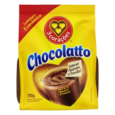 Achocolatado em Pó 3 Corações Chocolatto 700g