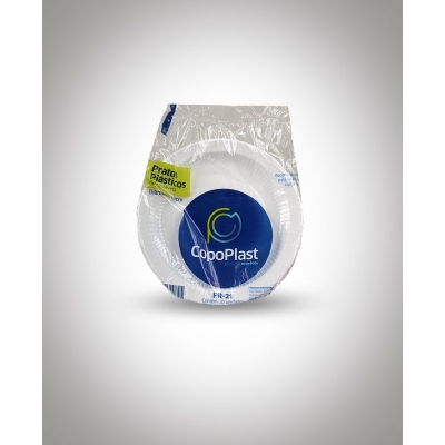 Prato Descartável Copoplast Raso 21cm C/10