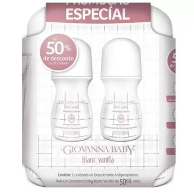 Kit 2 Roll On Giovanna Baby Blanc Vanilla 50ml