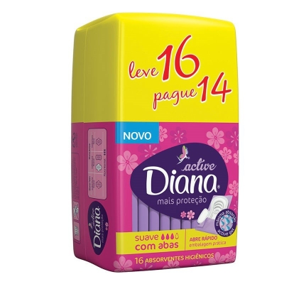 Absorvente Diana C/Abas Suave Leve 16 Pague 14