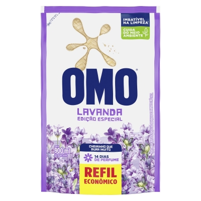 Detergente Líquido Omo Lavanda Sachê 900ml