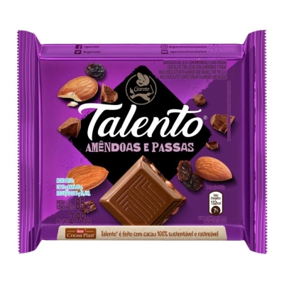 Chocolate Talento Amêndoas/Passas Garoto 85g