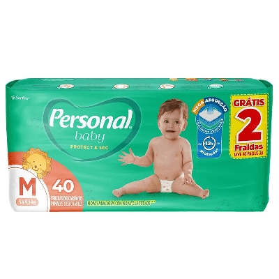 Fraldas Descartáveis Personal Mega Protect & Sec M Leve 40 Pague 38