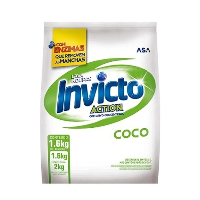 Sabão em Pó Invicto Action Coco Sachê 1,6kg