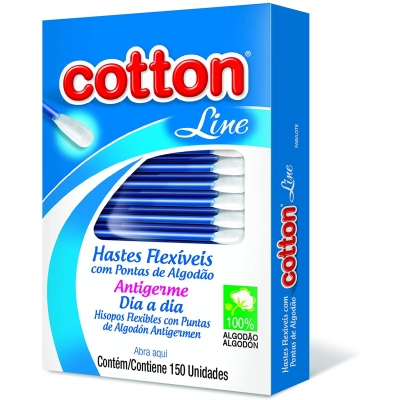 Hastes Flexíveis Cotton Line Azul C/150