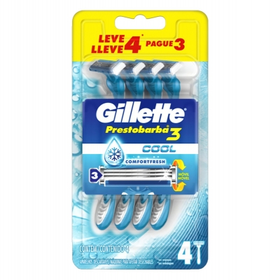 Aparelho de Barbear Gillette Prestobarba 3 Cool Leve 4 Pague 3