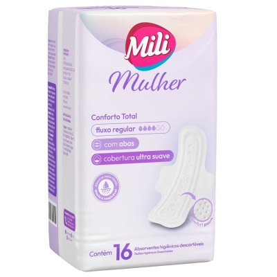 Absorvente Mili C/Abas Mulher Conforto Total Ultra Suave C/16
