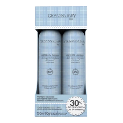 Kit Desodorante Giovanna Baby Blue Aerosol C/2 150ml