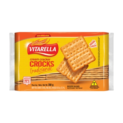 Biscoito Vitarella Cream Cracker Crocks Pão Assado 350g