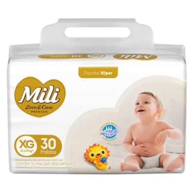 Fraldas Descartáveis Mili Love Care Hiper XG C/30