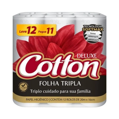 Papel Higiênico Cotton Folha Tripla 20m Leve 12 Pague 11