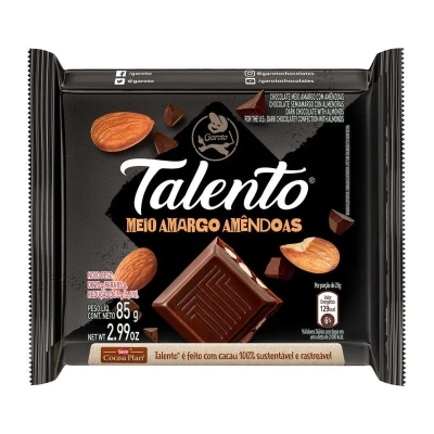 Chocolate Talento Meio Amargo/Amêndoa Garoto 85g