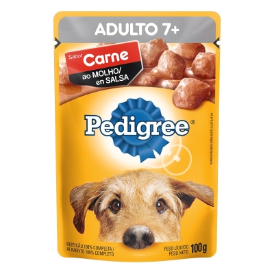 Ração Pedigree Adulto 7+ Carne Molho 100g