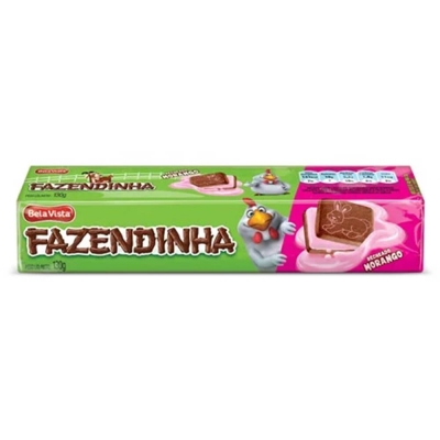 Biscoito Recheado Fazendinha Choco Morango 130g