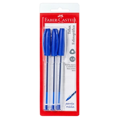 kit Caneta Esferográfica Faber Castell Trilux C/3