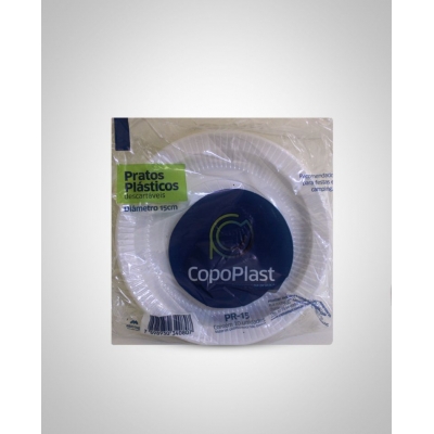 Prato Descartável Copoplast Raso 15cm C/10