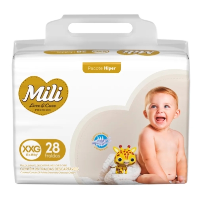 Fraldas Descartáveis Mili Love Care Hiper XXG C/28
