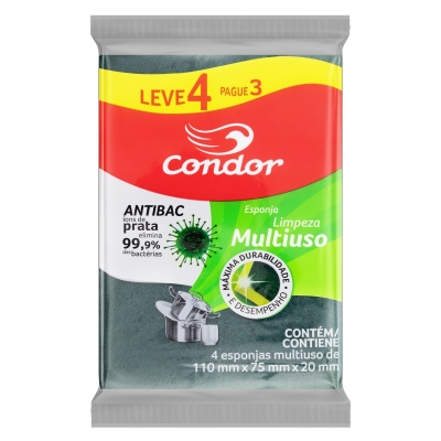 Esponja Condor Limpeza Pesada Leve 4 Pague 3